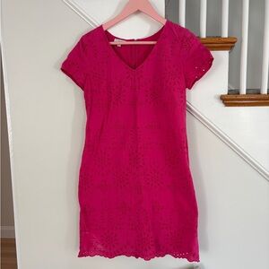 Joie Fuchsia Eyelet Mini Dress